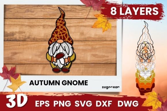 Autumn Gnome Layered Svg