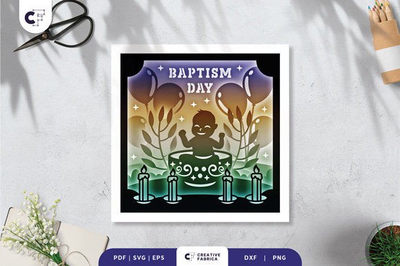 Baby Baptism Day Shadow Box Paper Cut