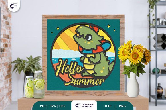 Baby Dinosaur Summer 3D SVG for Blogs