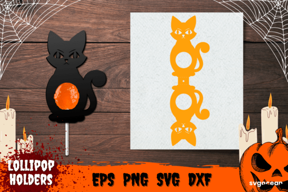 Black Cat Candy Holder: 3D SVG Shapes for Packaging