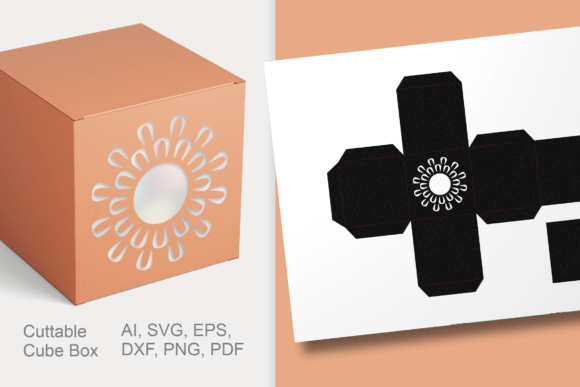 Bloom Round Window Cube Favor Box SVG: 3D Gift Boxes