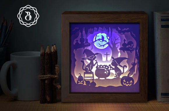 Cat Witch Cute Shadow Box SVG Files Review