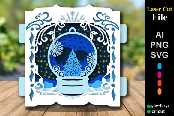 Christmas Snow Globe 3D Card SVG