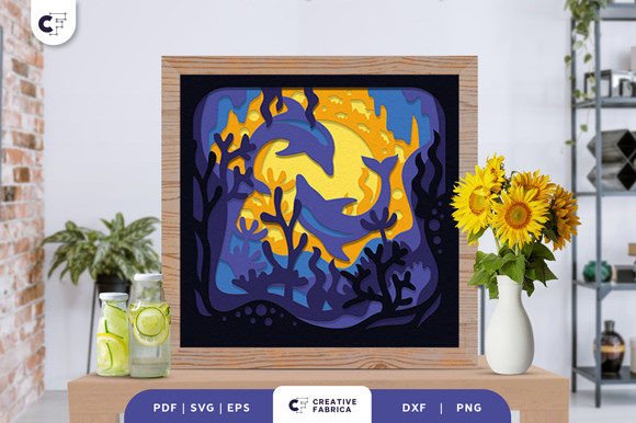 Dolphins Under the Sea 3D SVG for Summer Branding