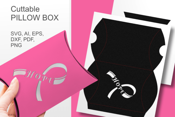 HOPE Cancer Awareness Ribbon Pillow Box 3D SVG Gift Boxes