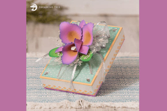 Orchid Gift Box SVG: Elegant 3D SVG for Gift Boxes