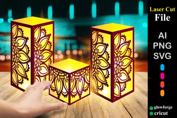 Paper Cut Mandala Lantern SVG Template