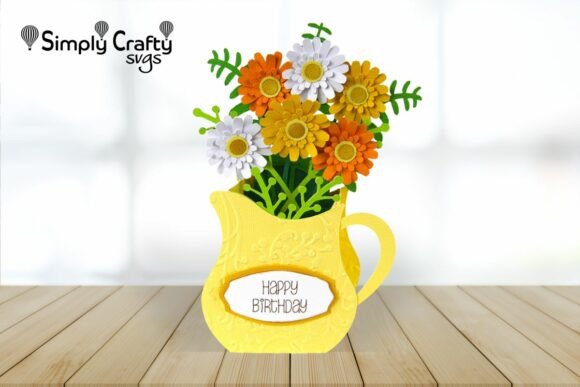 Pitcher of Flowers Card: 3D SVG for Mother S Day