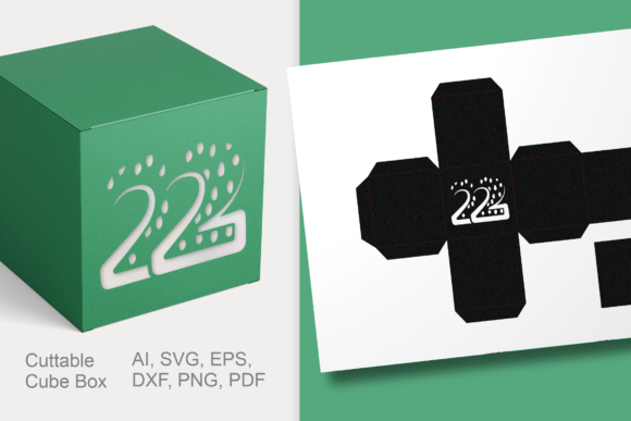 Review: Number 22 Cube Gift Box Template SVG for Web & Print
