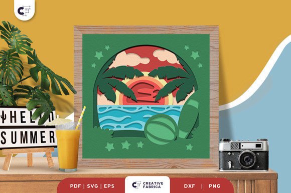 Summer Seaside 3D SVG for Editorial Use