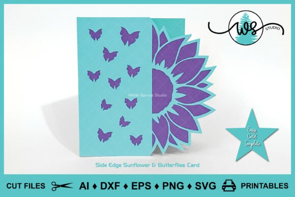 Sunflower Butterflies Card Template SVG: 3D SVG Shapes Review