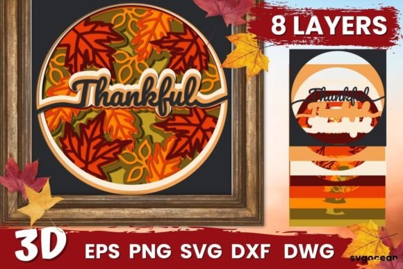 Thankful Shadow Box Svg 3D SVG