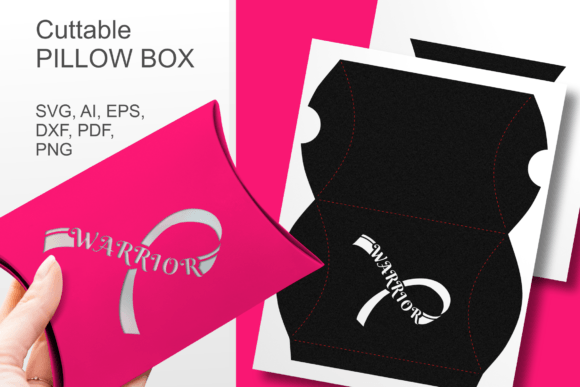 WARRIOR Cancer Awareness Ribbon Box SVG