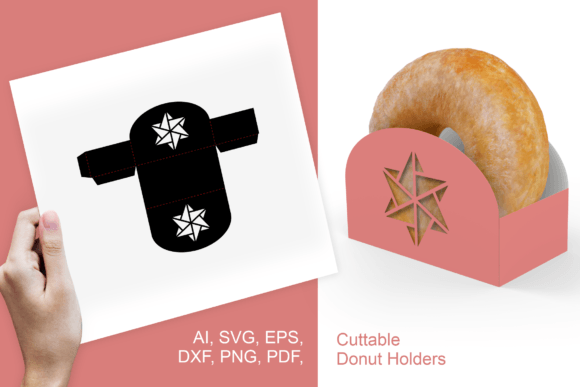 Winter Hex Star Donut Holder: 3D SVG Gift Boxes