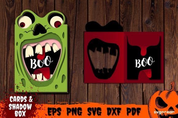 Zombie Pop Up Card Template 3D SVG